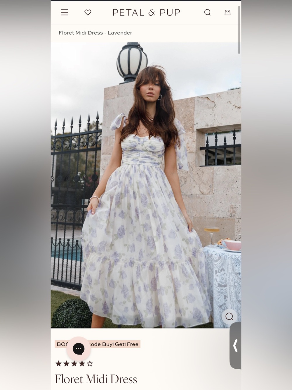 NWT Petal & Pup Floret Lavender Floral Corset Tulle Midi Dress - Picture 5 of 13